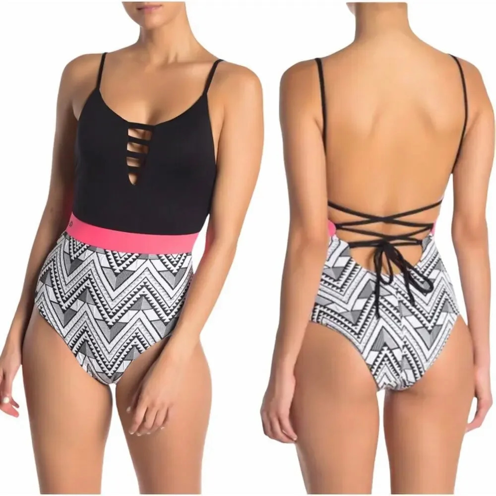 NEW Maaji Women’s Size Small Black Orlov One Piece Reversible Bathing Suit